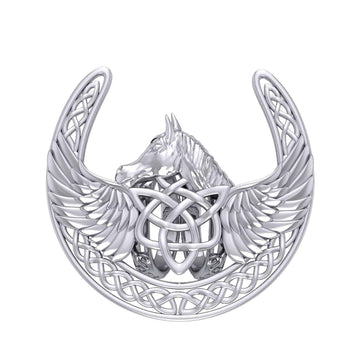 The Celtic Pegasus with Horseshoe Silver Scarf Ring By Peter Stone EOT182 - Jewelry